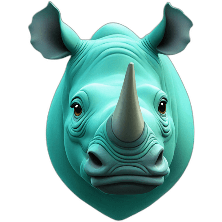 Teal colours rhino with love heart eyes emoji