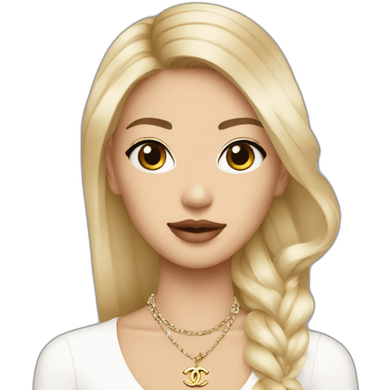 Blonde Chanel Asian Girl with Birkin bag and Chanel necklace emoji