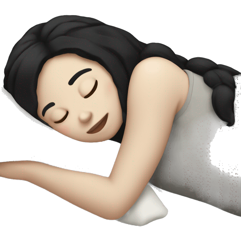 pale girl with black hair sleeping emoji