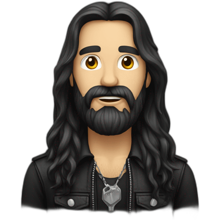 long dark haired rocker guy with full beard emoji