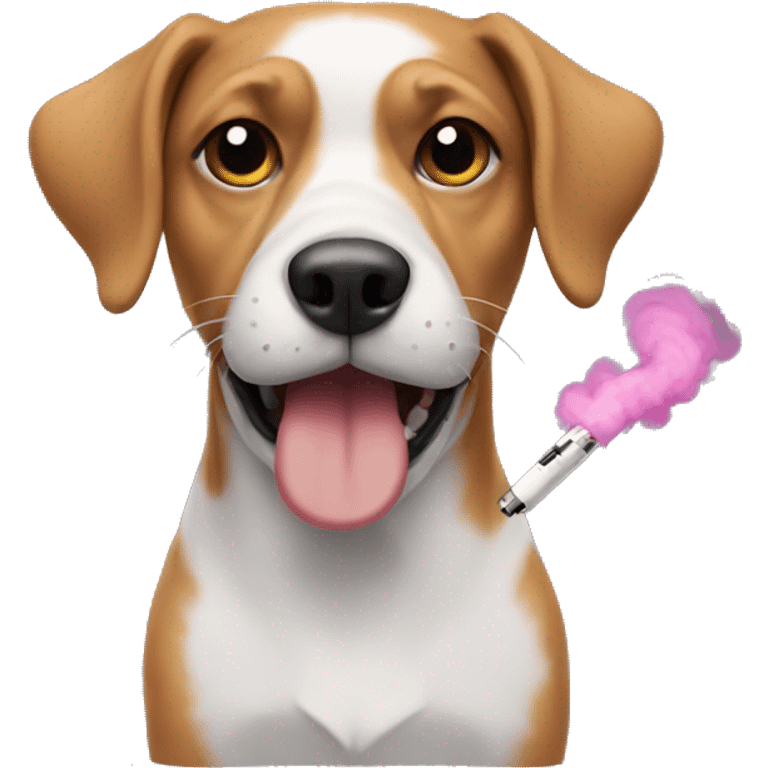 a dog with a vape emoji