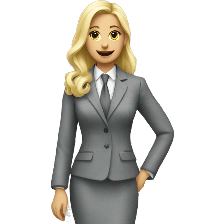 Blonde jewellery seller in a grey suit emoji