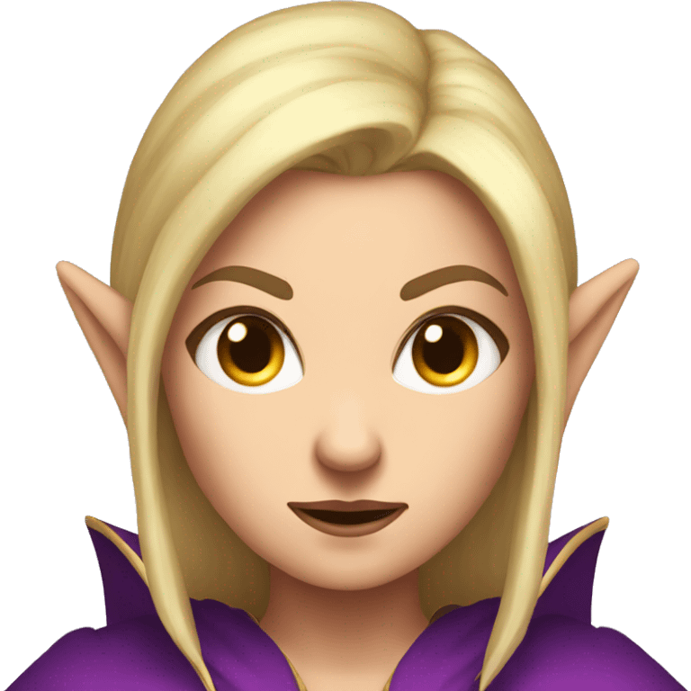 Noble female Elf with Elf ears and blonde hair and purple robes angry emoji