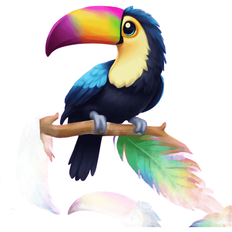 Lisa frank toucan with rainbow feathers emoji