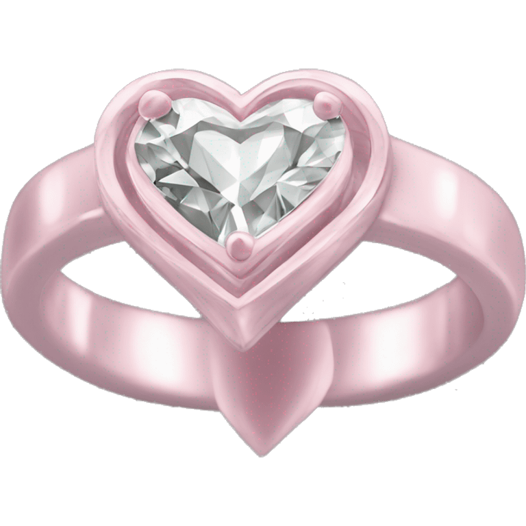 Diamond silver  ring light pink heart emoji