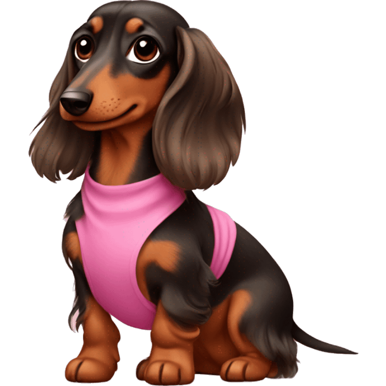 Dachshund long hair with pink dress emoji