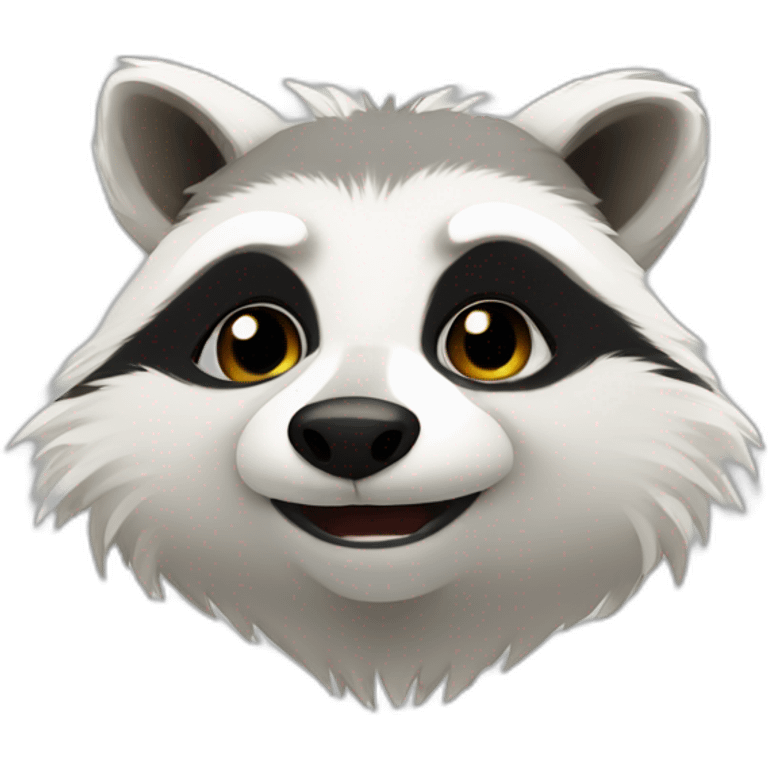 white racoon and racoon emoji