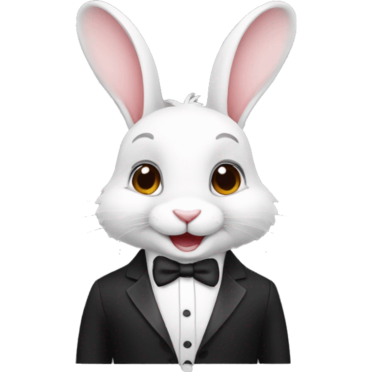 Happy Rabbit with tuxedo  emoji