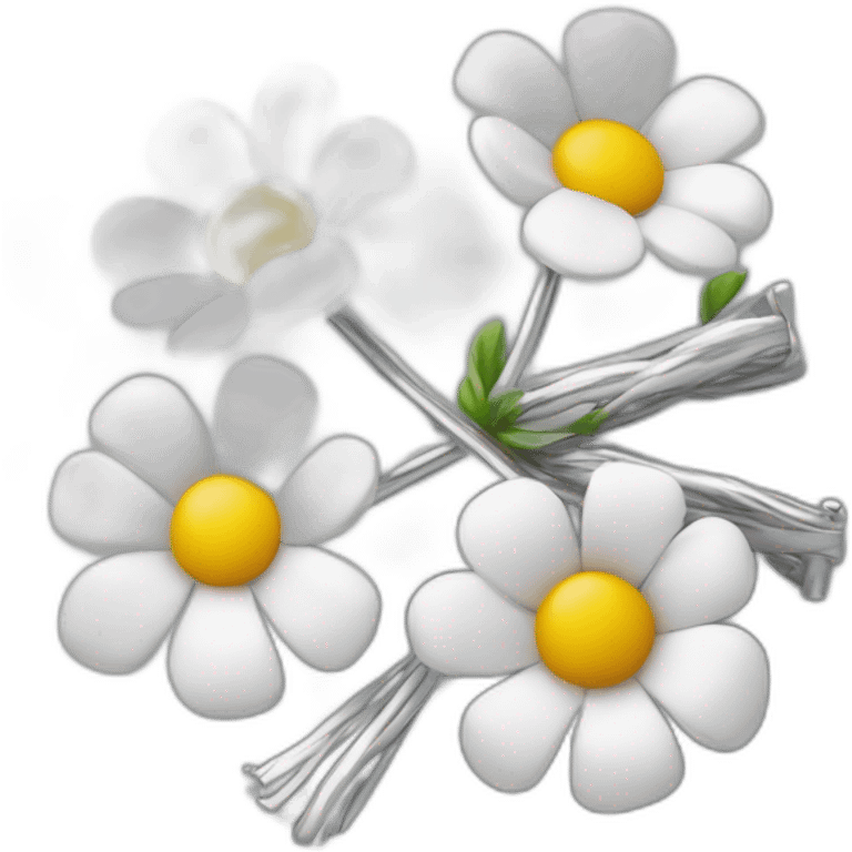 Blooming flowers wrapped around silver metal bar emoji