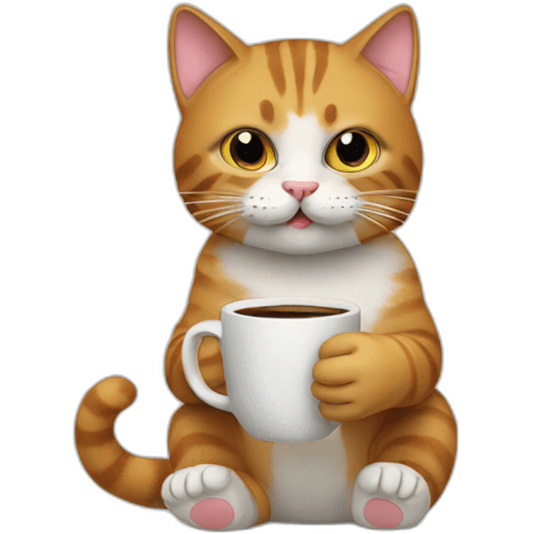 cat drinking coffe emoji