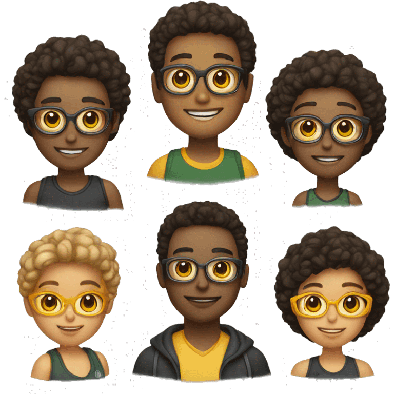 um jovem com um rosto mais gordo, pele clara e óculos emoji