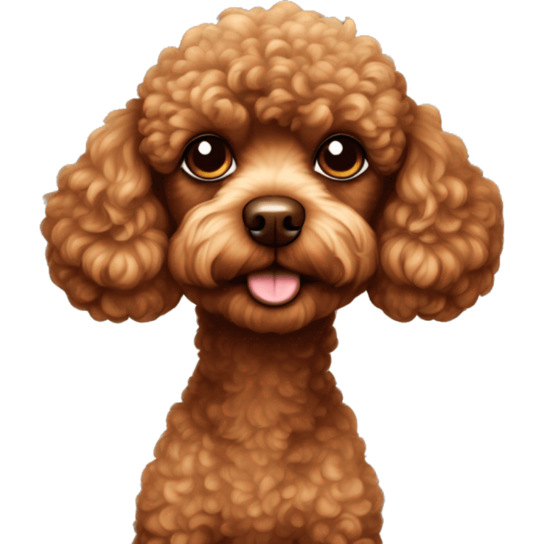 Brown colored toy poodle giving side eye emoji