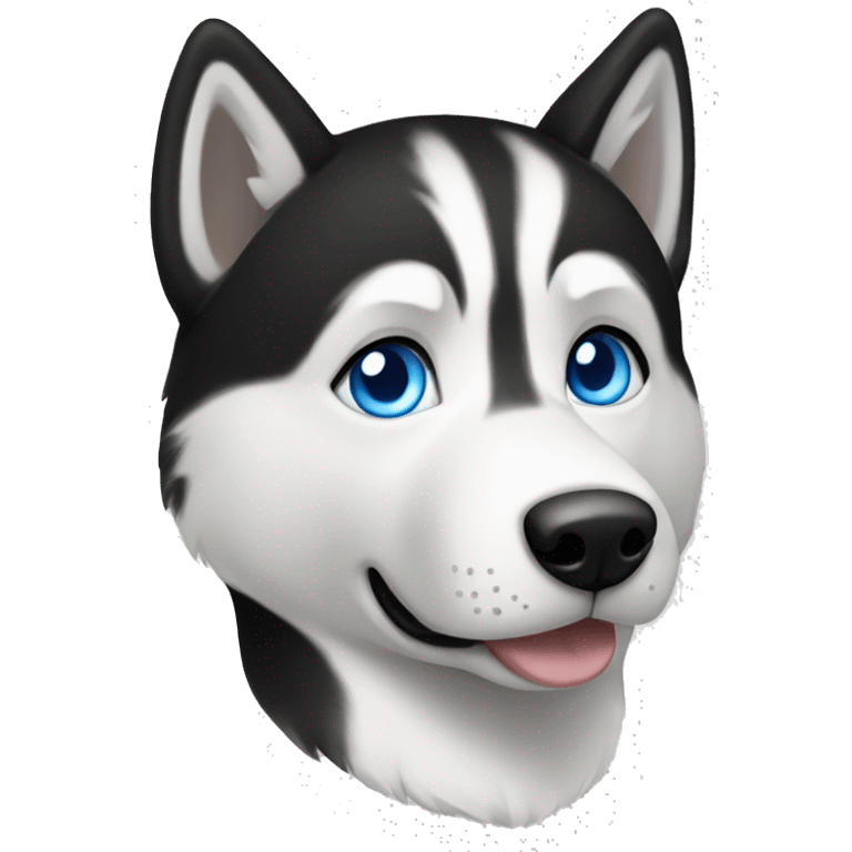 Short haired husky, black and white with blue eyes emoji