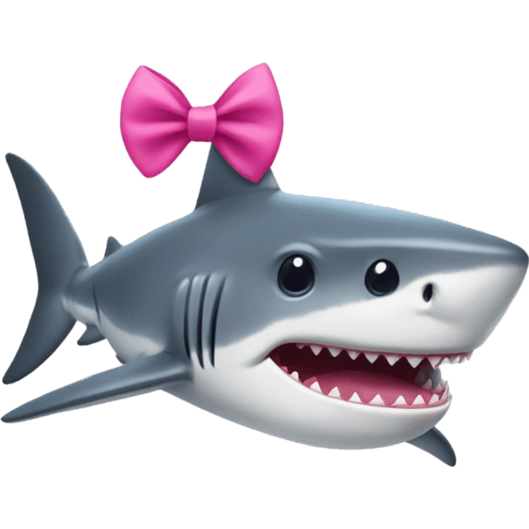 Shark with a pink bow on its head emoji