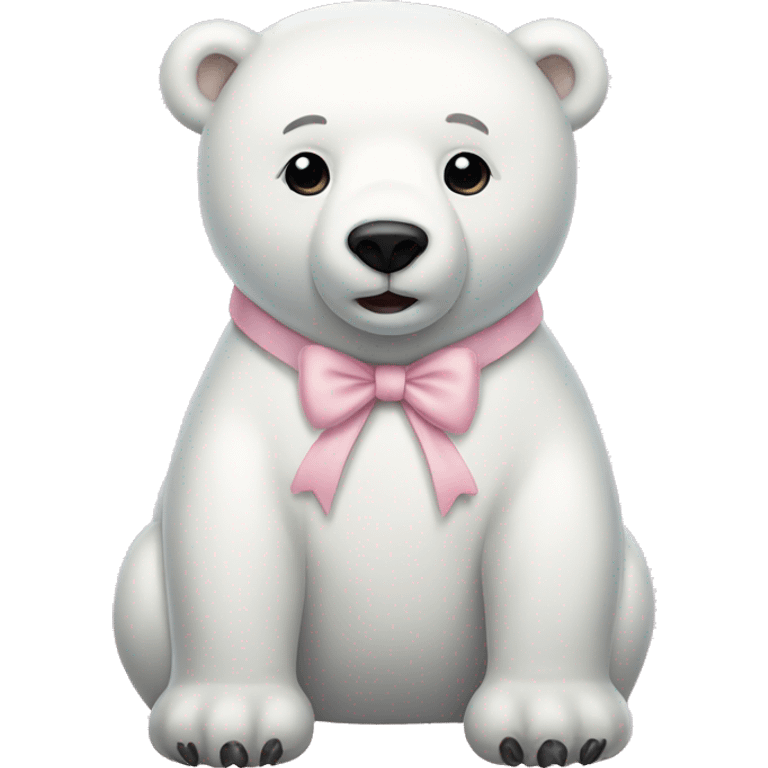 white polar bear wearing light pink pajamas and a bow in its hair emoji