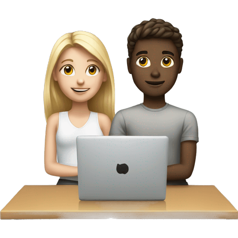 white boy and girl behind laptop emoji