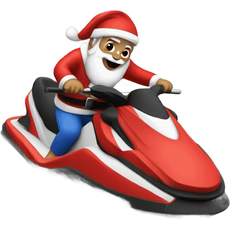 Santa riding a jet ski emoji