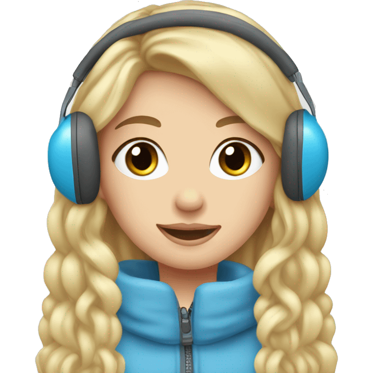 long blonde hair blue eyed girl wearing winter earmuffs emoji