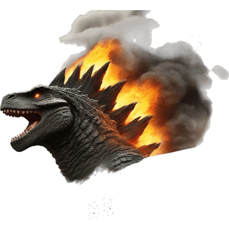 Godzilla burning down a house emoji