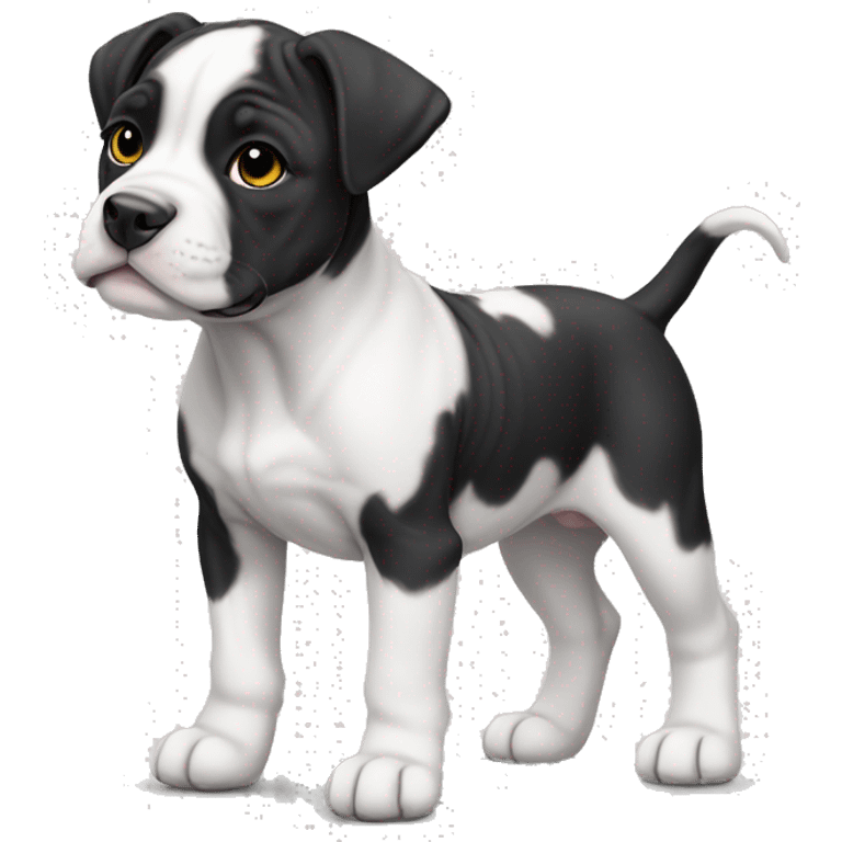 Black and white English staffordshire puppy full body emoji