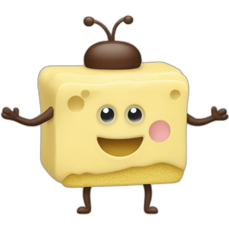 Butter with dot eyes and dot mouth having arms and legs emoji