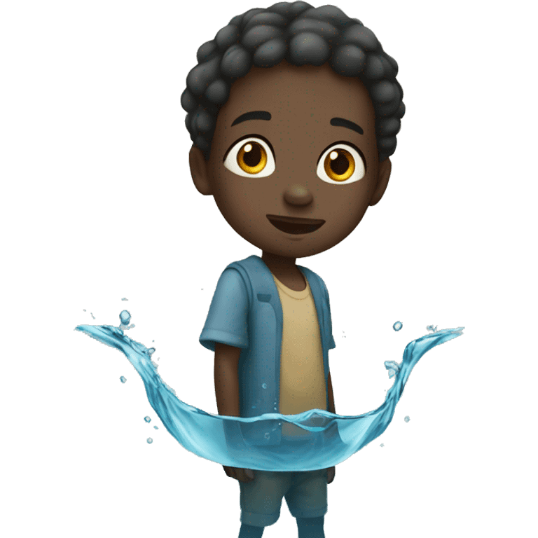 African kid looking water emoji