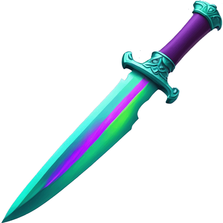 45° angle Aurora borealis purple teal lime green dagger knife sword emoji