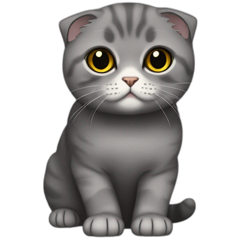 Scottish fold cat dark gray gold eyes emoji