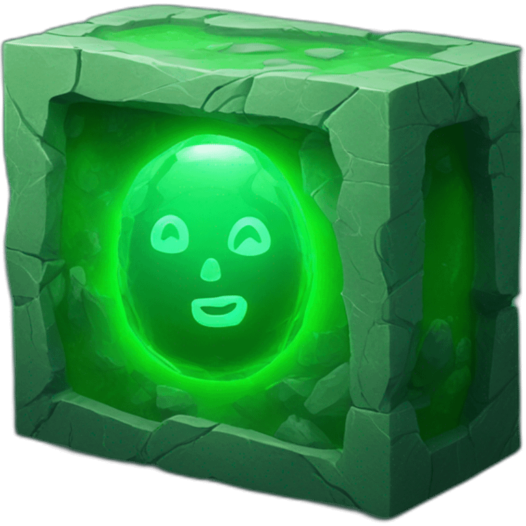 case, inside a green glowing stone emoji