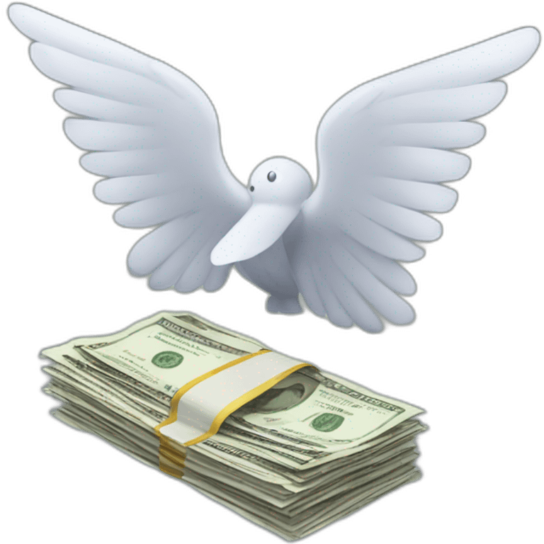 A wad of bills with wings emoji