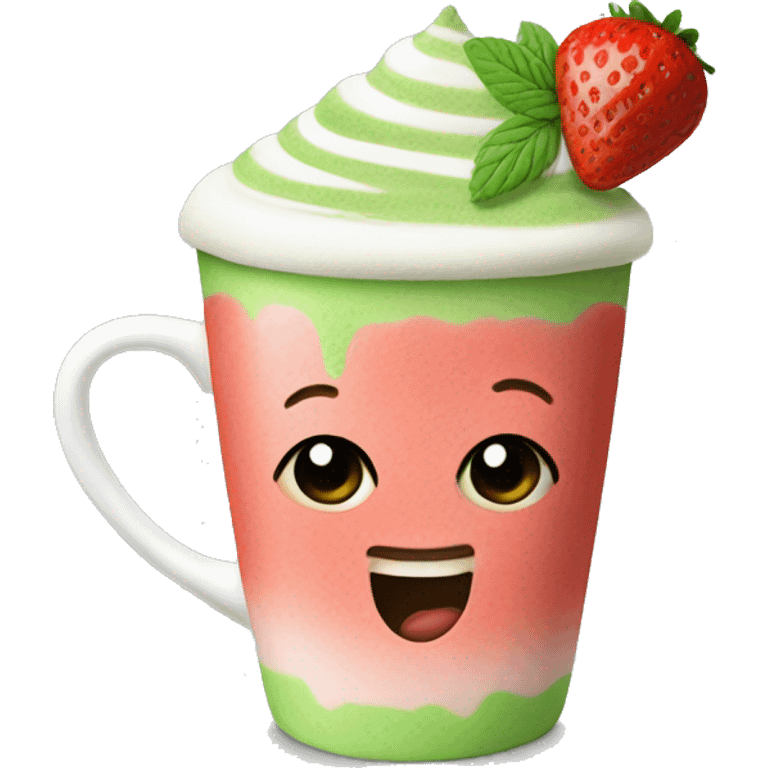 Strawberry matcha latte  emoji