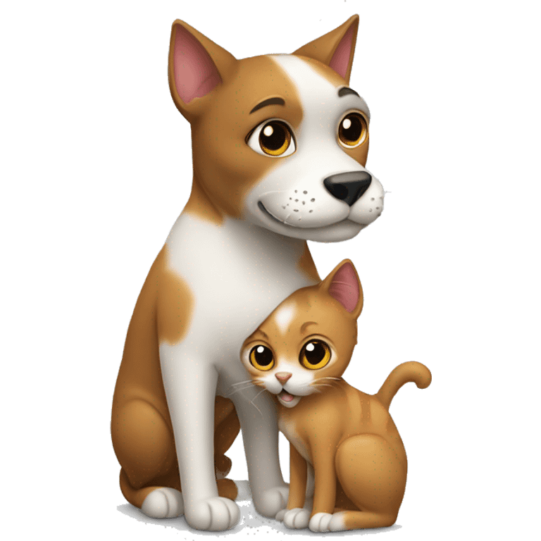 The cat hugs the dog emoji