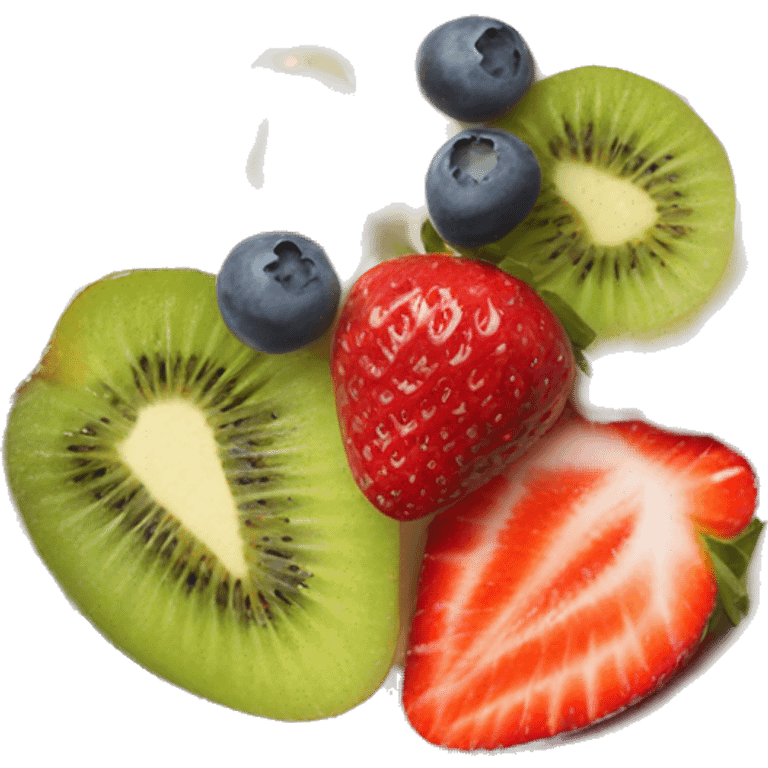 fruit yogurt bowl with strawberries kiwi fruit and blueberries  emoji