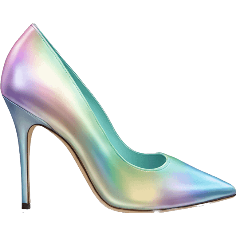 Realistic isolated top view of a pair of pastel  iridescent Jimmy Choo stiletto high heel shoes.  emoji