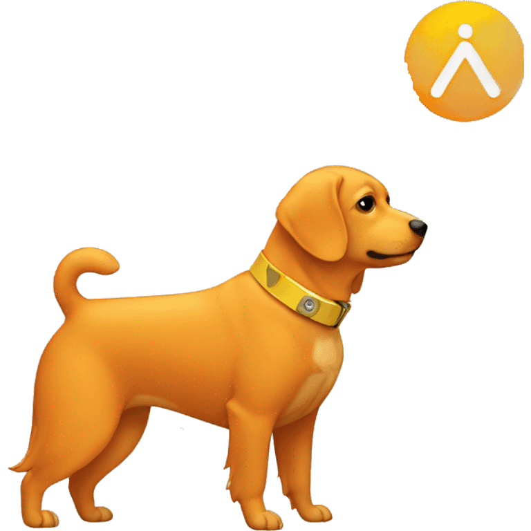 orange dogs with a koin icon on the collar the icon has a yellow background and a white triangle drawn on it emoji