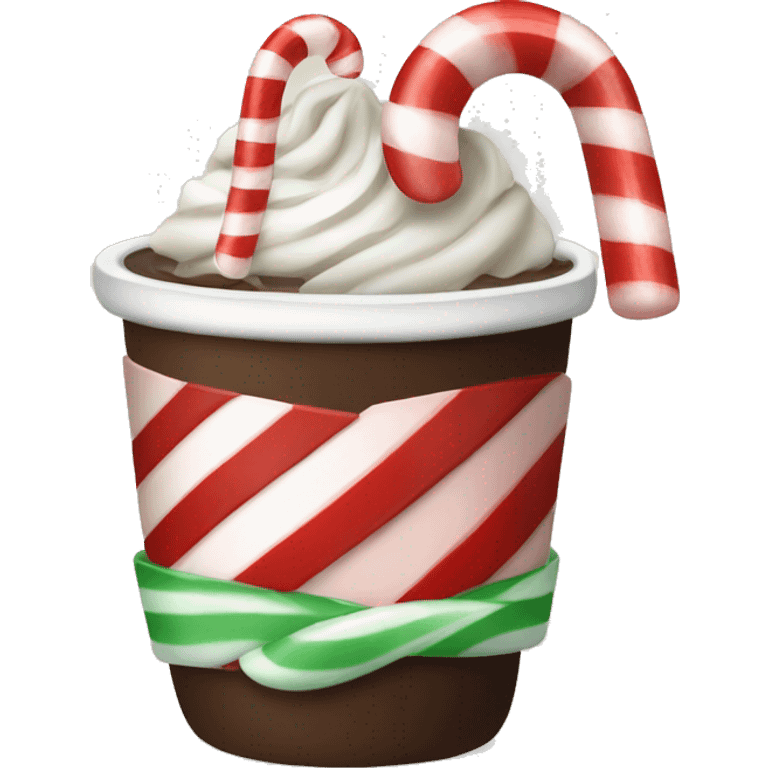 Peppermint coffee with candy cane emoji