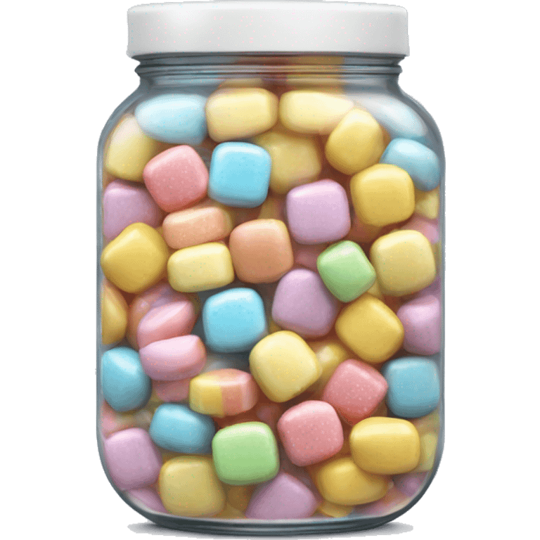 Realistic glass jar full of pastel candy inside of it. emoji