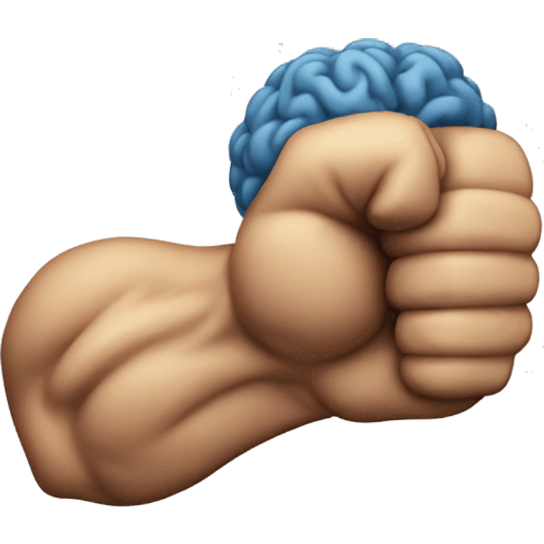 flexed bicep emoji but brain textured emoji