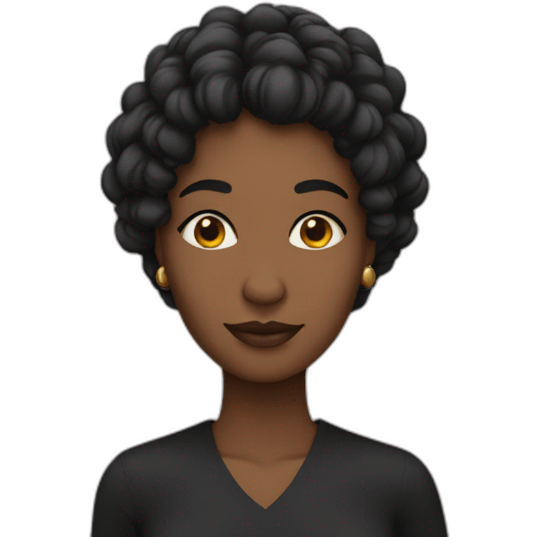 Cara mujer negra con pelo largo rizado y negro emoji