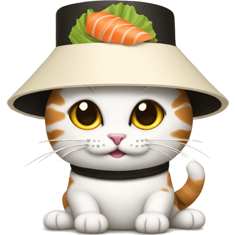 cat wearing sushi as a hat emoji