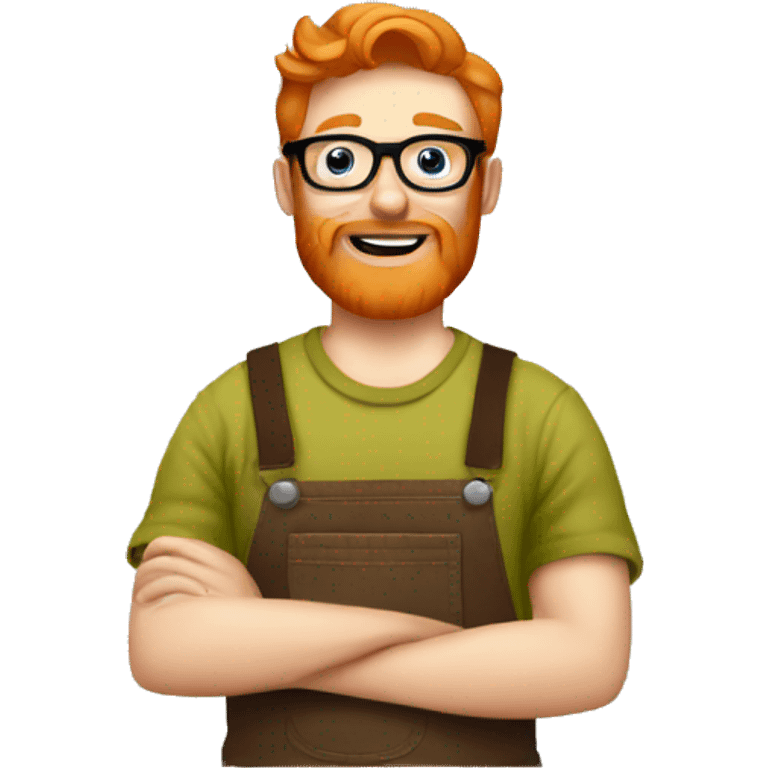 ginger hipster man with beard and glasses working as a woodworker emoji