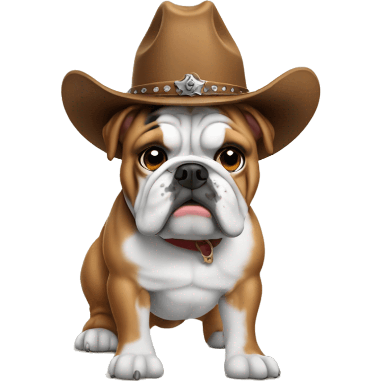 English bulldog wearing cowboy hat emoji