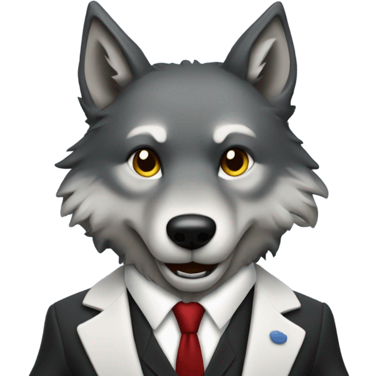 A wolf tap dancing in a suit emoji