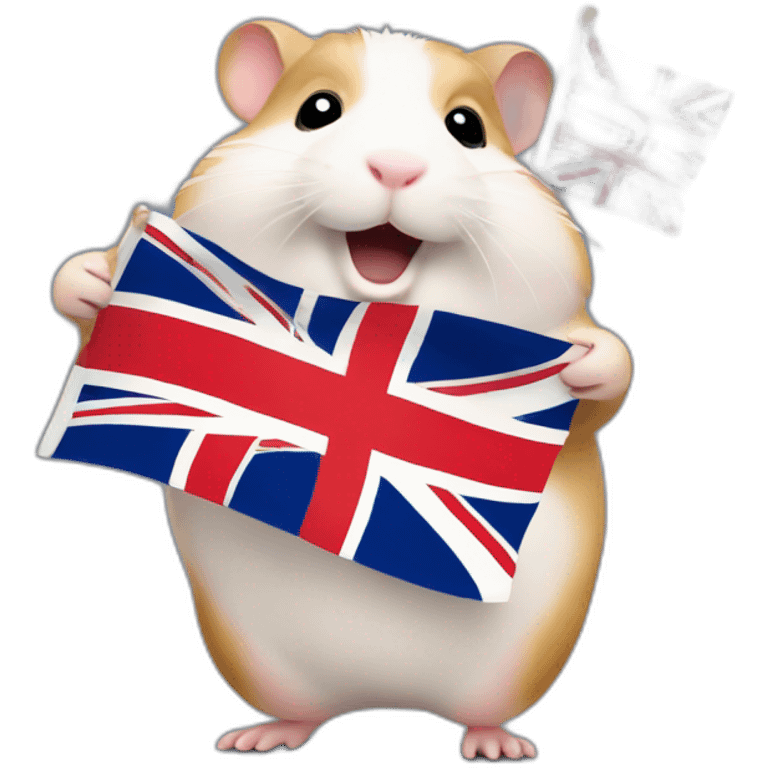 Fat hamster waiving small uk flag in its hand emoji