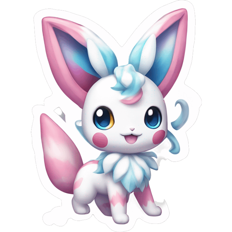 Kawaii Gorgeous Beautiful Shiny Sparkly Sylveon-Pokémon full body sticker emoji