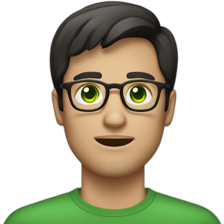 IT guy in round glasses with green eyes and dark hair emoji