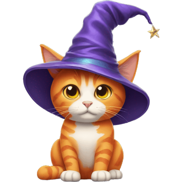 Orange cat with wizard hat emoji