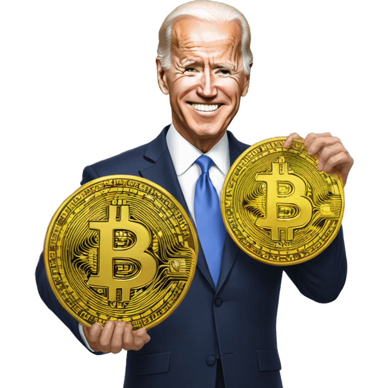 President Biden holding a Bitcoin emoji