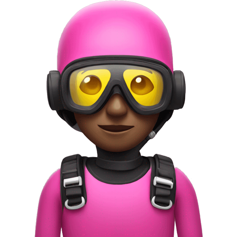 scuba diver wearing pink emoji