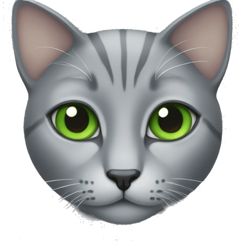 gray cat with green eyes emoji